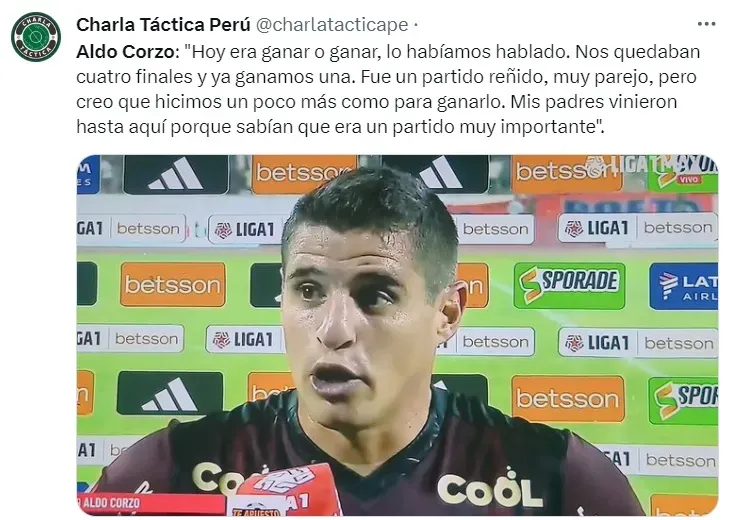Aldo Corzo habló tras triunfo de Universitario. | Créditos: @charlatacticape.