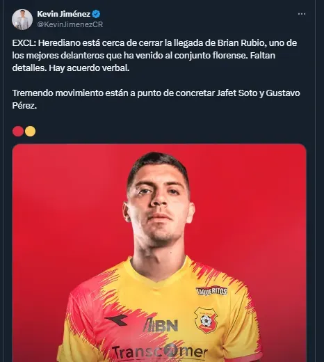 Kevin Jiménez en su cuenta oficial de X.