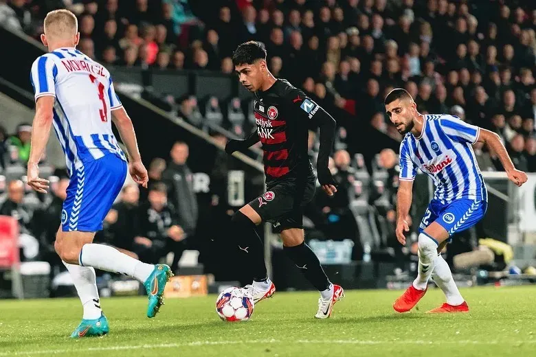 Darío Osorio vive su primera temporada en el Midtjylland de Dinamarca. Imagen: Instagram.