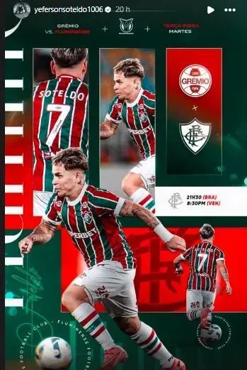 Publicação de Soteldo. Foto: Reprodução/Instagram oficial Soteldo