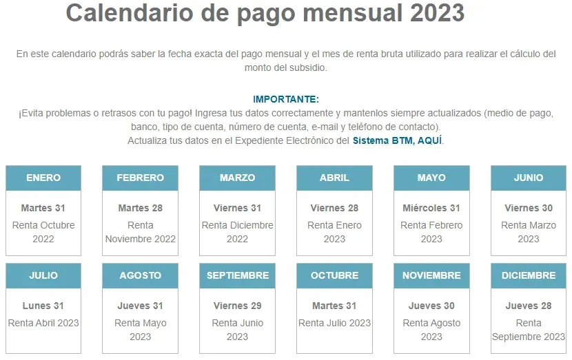 Calendario de pagos Sence