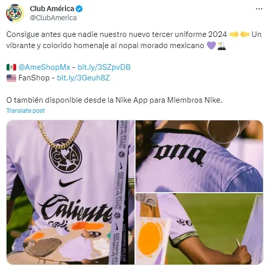 Así anunciaron el lanzamiento del nuevo jersey para el próximo año.