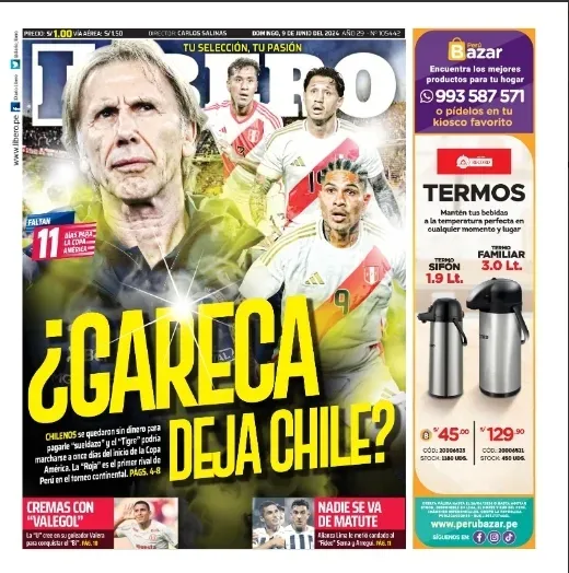 La portada del diario Líbero de Perú.