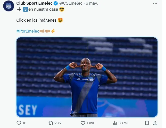 Así fue la última celebración de Jaime Ayoví en el gol de Emelec. (Foto: @CSEmelec)