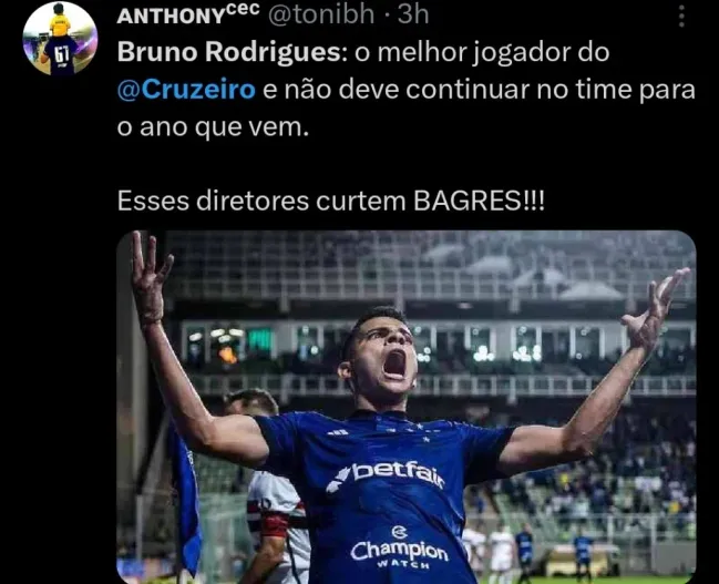Repercussâo dos torcedores do Cruzeiro via Twitter