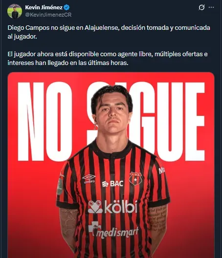 El periodista Kevin Jiménez en su cuenta oficial de X