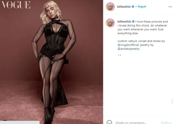 Billie Eilish en Instagram
