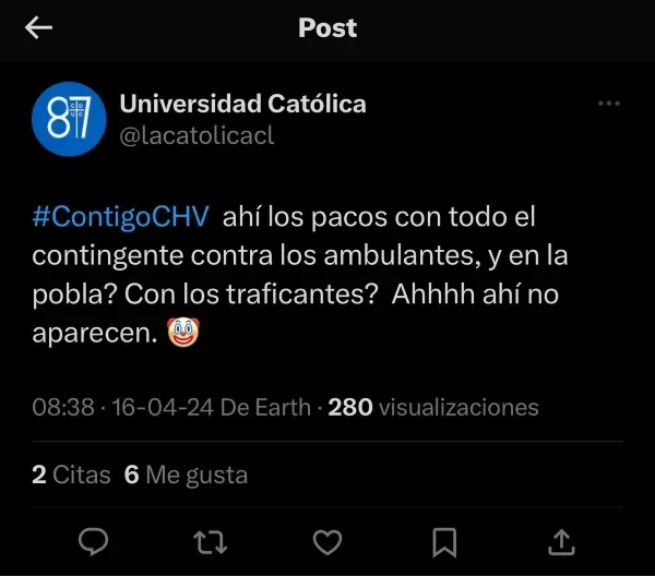 El error de la UC en redes sociales.