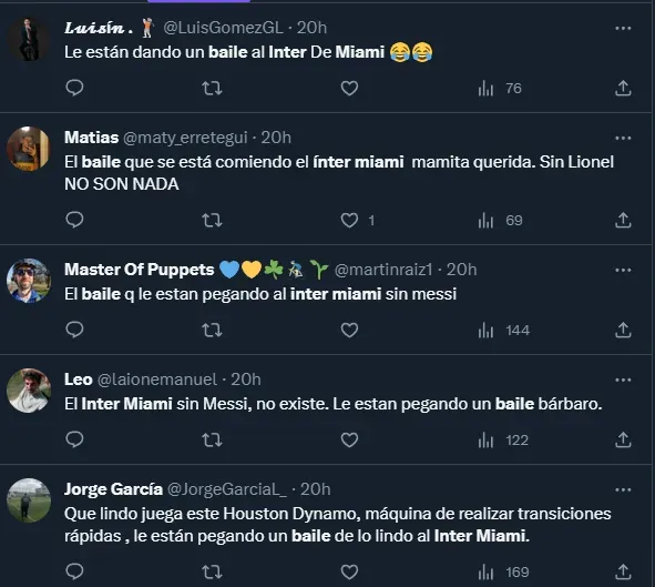 El “baile” de Houston Dynamo a Inter Miami (Twitter).