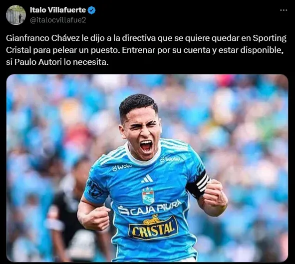 Gianfranco Chávez no se quiere ir (Foto: X).