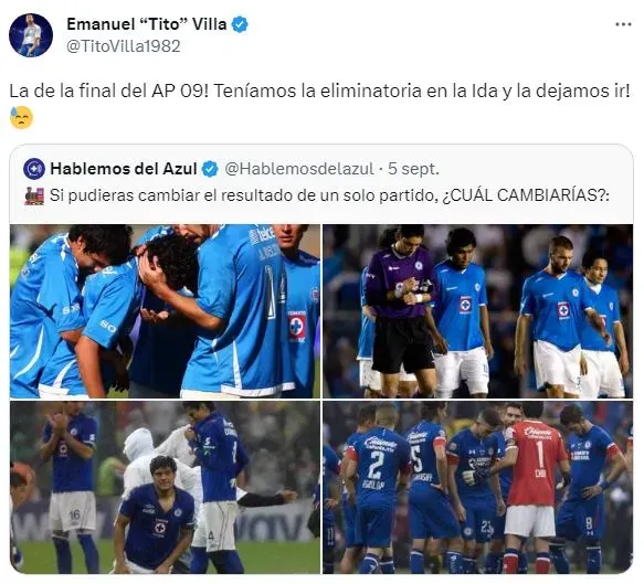 La final que más le dolió perder a Tito Villa en Cruz Azul (Twitter)