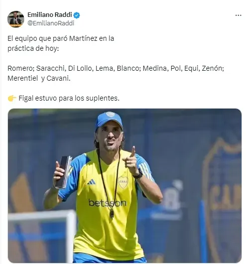 El equipo que probó Diego Martínez.