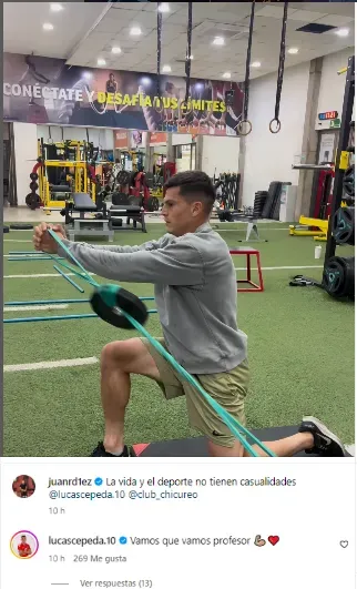 Lucas Cepeda entrenando junto a Juan Ramírez. | Imagen: Instagram Juan Ramírez.