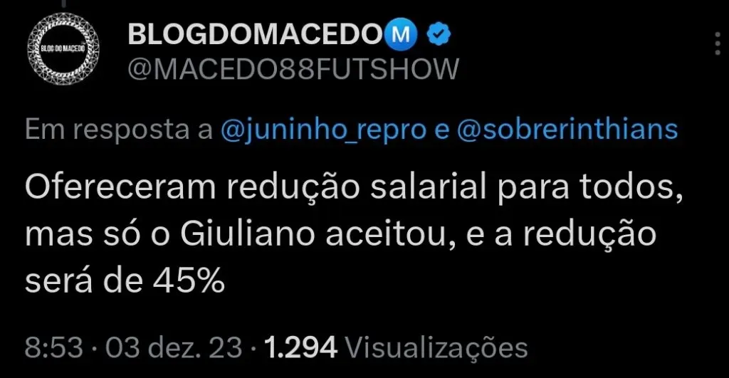 Repercussão via Twitter