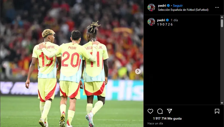El posteo de Pedri tras la final de la Nations League.