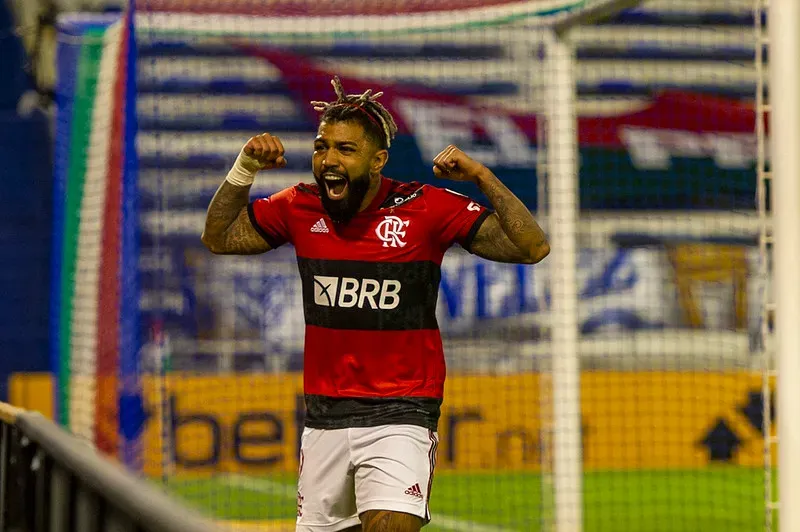 Gabigol marcou de pênalti. Foto: Marcelo Cortes/Flamengo