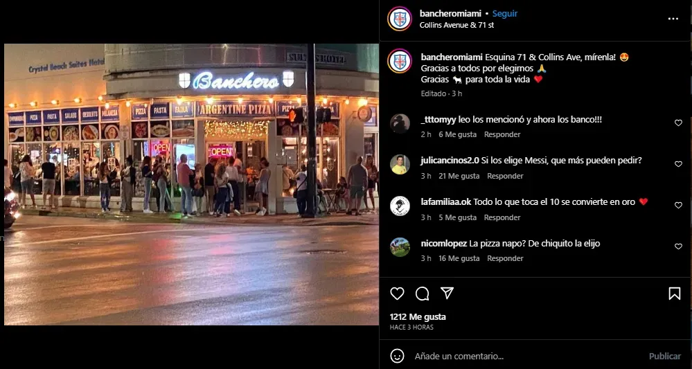 Mensaje para Messi (Foto: Instagram / @bancheromiami)