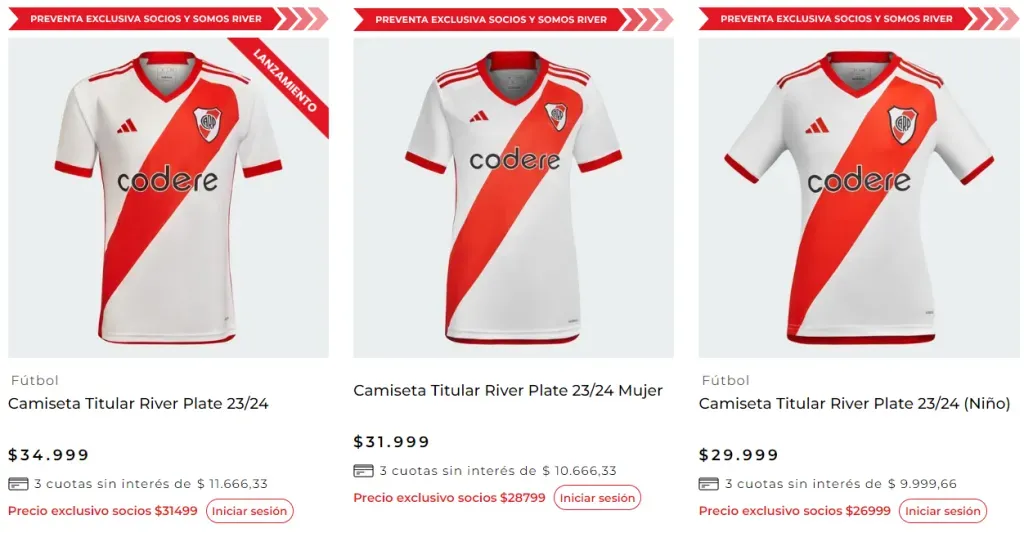 Cuantas camisetas tiene river sales
