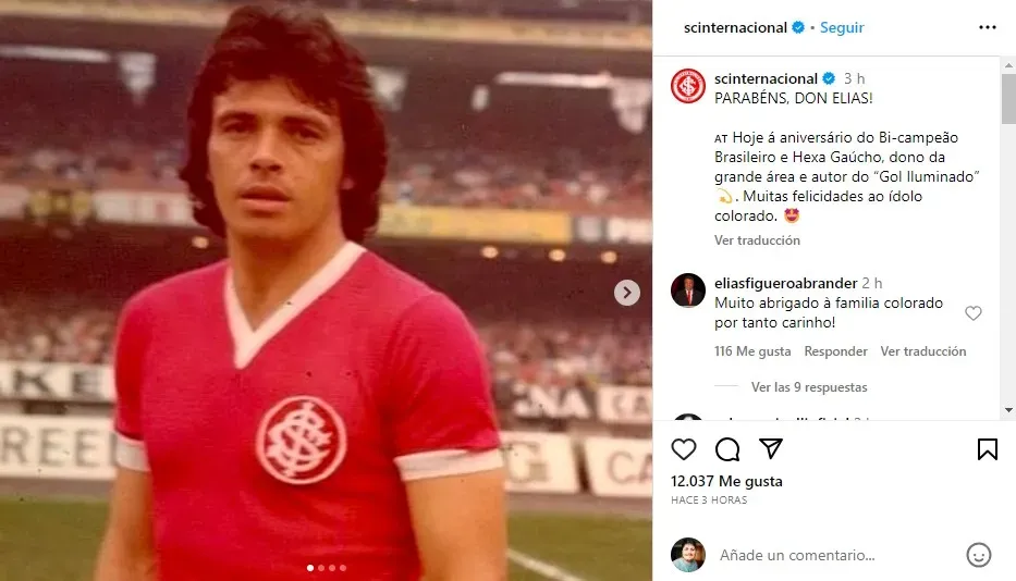 El saludo desde Brasil a Elías Figueroa (@scinternacional)