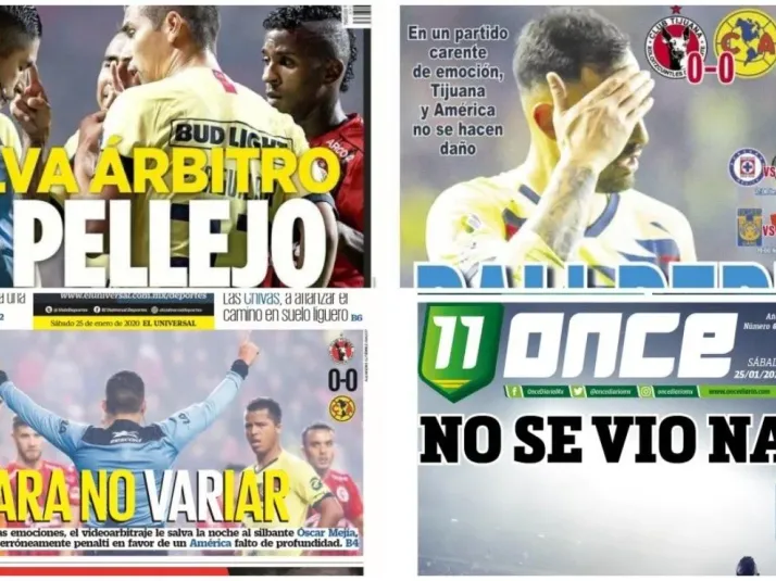 El empate del América y el VAR acaparan las portadas del día