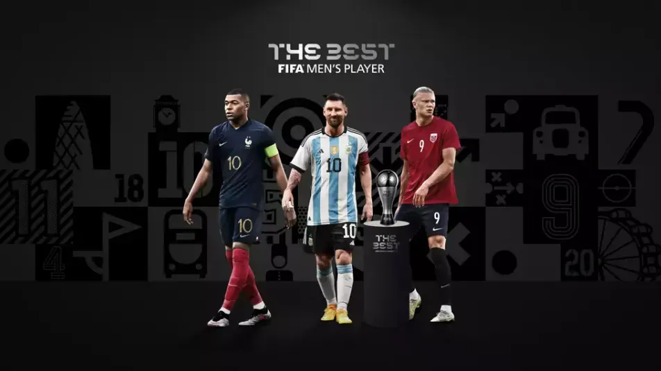 Kylian Mbappé, Lionel Messi y Erling Haaland, los nominados a Mejor Jugador en los premios The Best. FIFA.com.