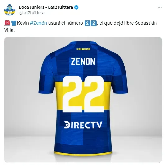 La 12 Tuittera confirma el dorsal de Zenón en Boca.