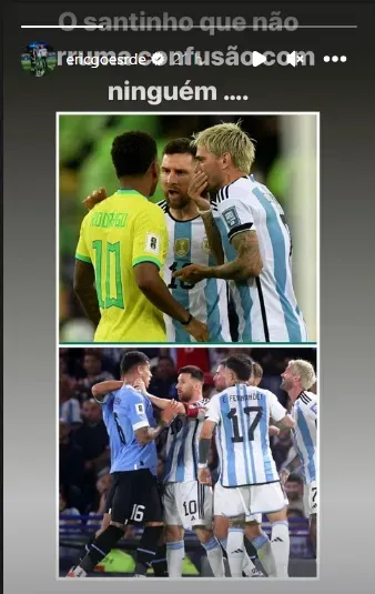 Postagem do Pai de Rodrygo nas redes sociais. Foto: Instagram / Eric Goes