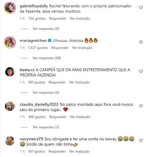 Fãs comentam sobre vídeo de Rachel Sheherazade no Instagram - Foto: Instagram