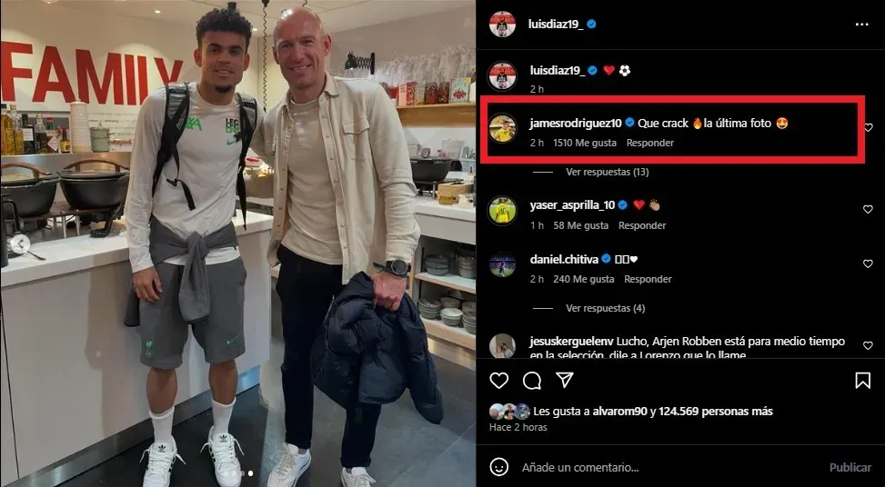 Luis Díaz y Arjen Robben hicieron reaccionar a James. (Foto: Instagram / @luisdiaz19_)