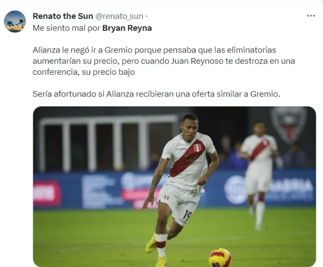 Alianza Lima tomó una postura sobre Bryan Reyna. | Créditos: Twitter Renato The Sun.