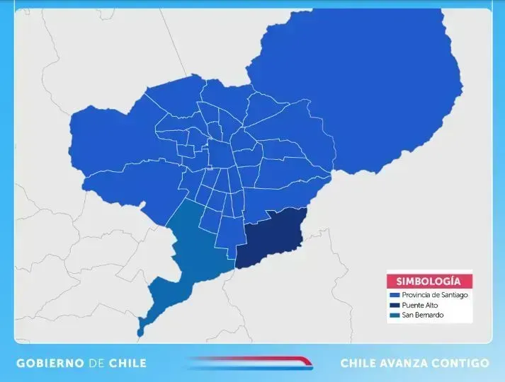 Mapa con la zona delimitada donde rige la restricción vehicular 2024. (Foto: Gobierno de Chile)