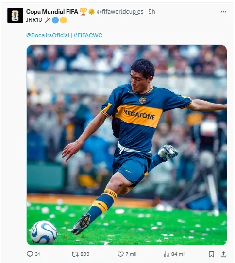 El posteo del Mundial de Clubes dedicado a Riquelme.