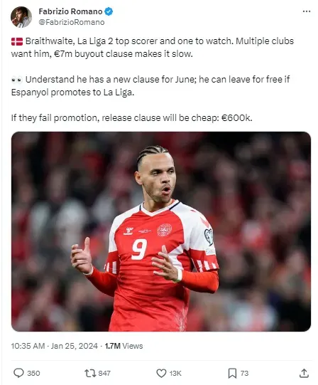 Martin Braithwaite is attracting a lot of interest