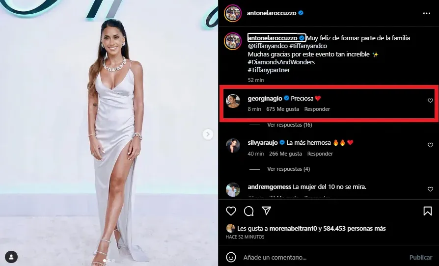 Comentario de esposa de Cristiano a Antonela (Foto: Instagram / @antonelaroccuzzo)