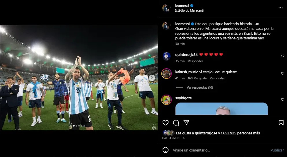 Mensaje de Messi tras bomba de Scaloni. (Foto: Instagram / @leomessi)