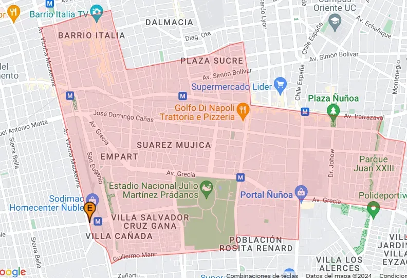 Otro mapa del corte de agua en Santiago
