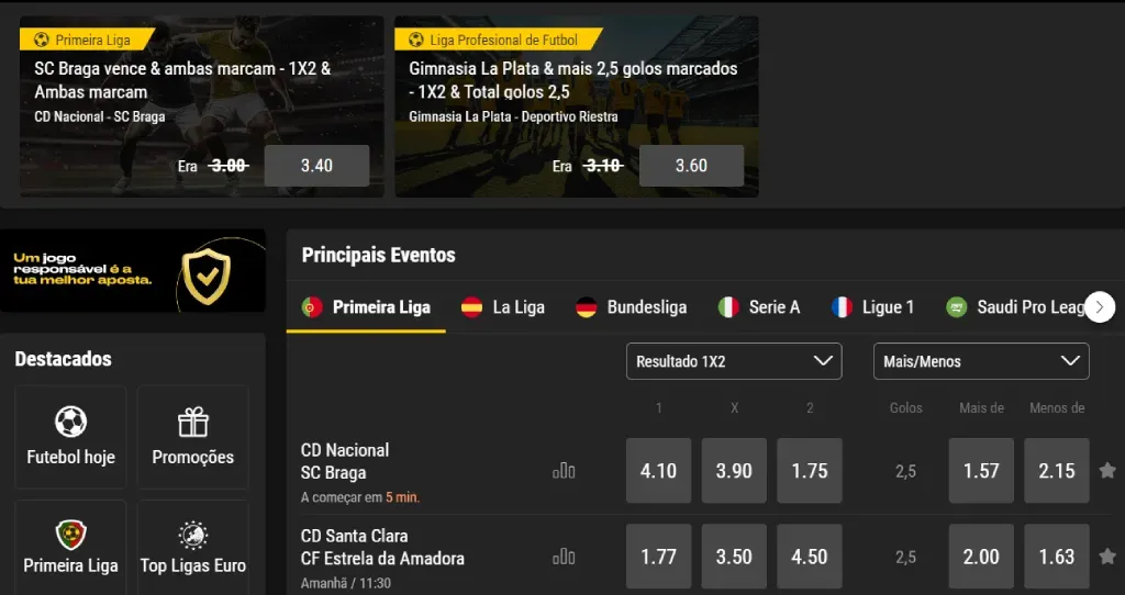 Principais eventos de desporto na bwin