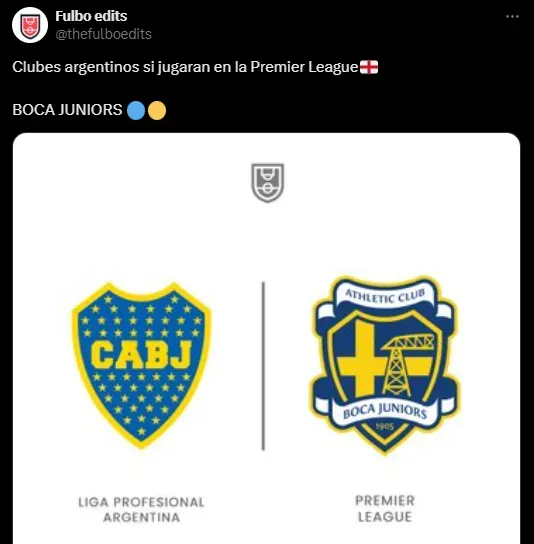 El escudo versión Premier League de Boca