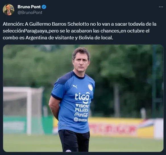 Guillermo se queda, pero ante Argentina no puede perder (Twitter @BrunoPont).