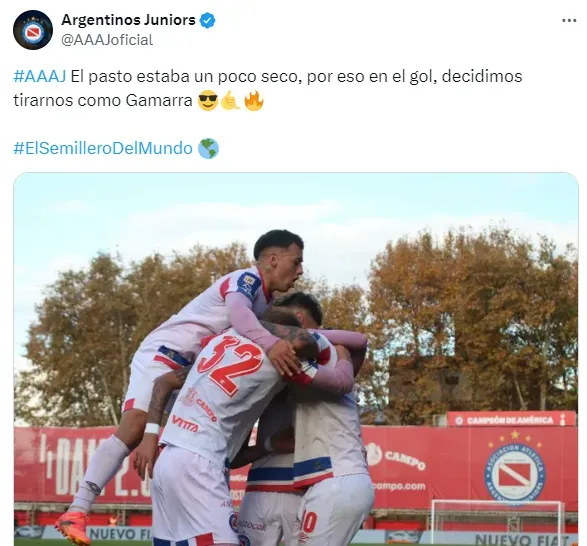 La chicana de Argentinos Juniors a González Pirez.