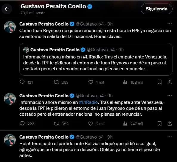Gustavo Peralta dando detalles sobre Juan Reynoso
