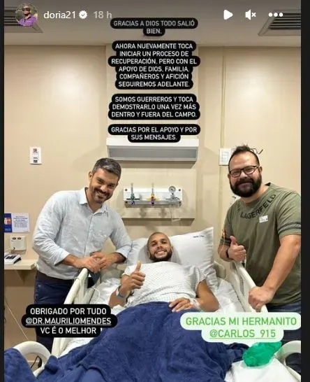Matheus Dória fue operado en Santos Laguna (Instagram)