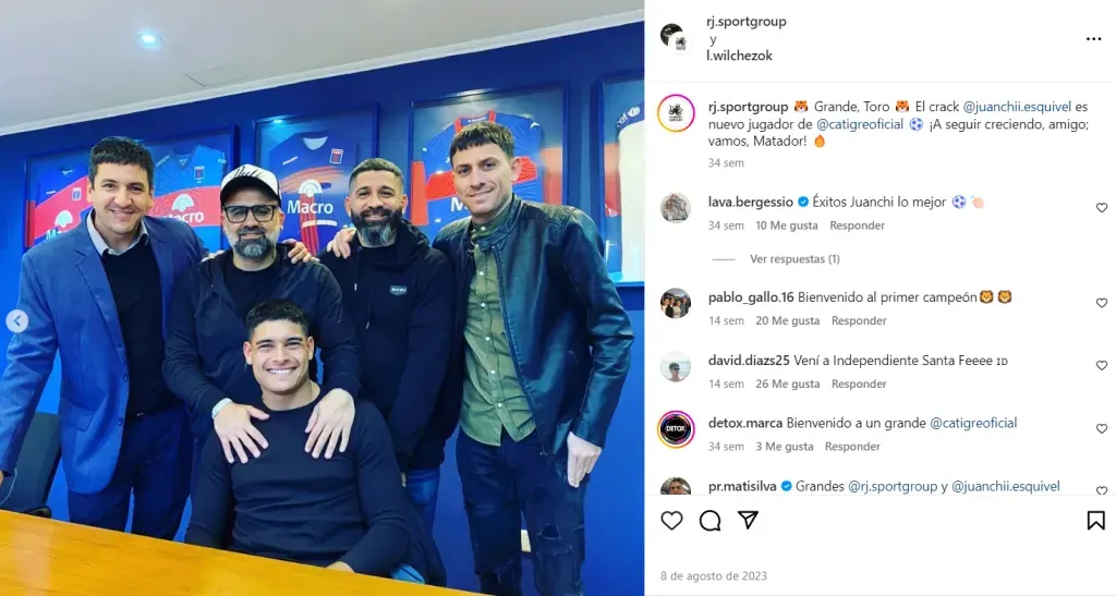 Juan Cruz Esquivel firmó como refuerzo de Tigre en agosto del año pasado. (Captura Instagram).