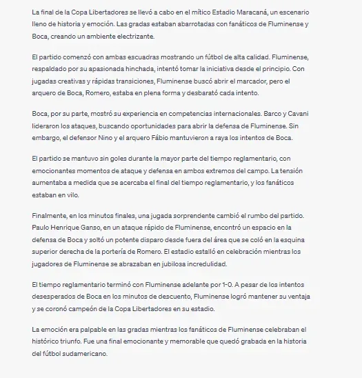 El informe de Chat GPT sobre la final