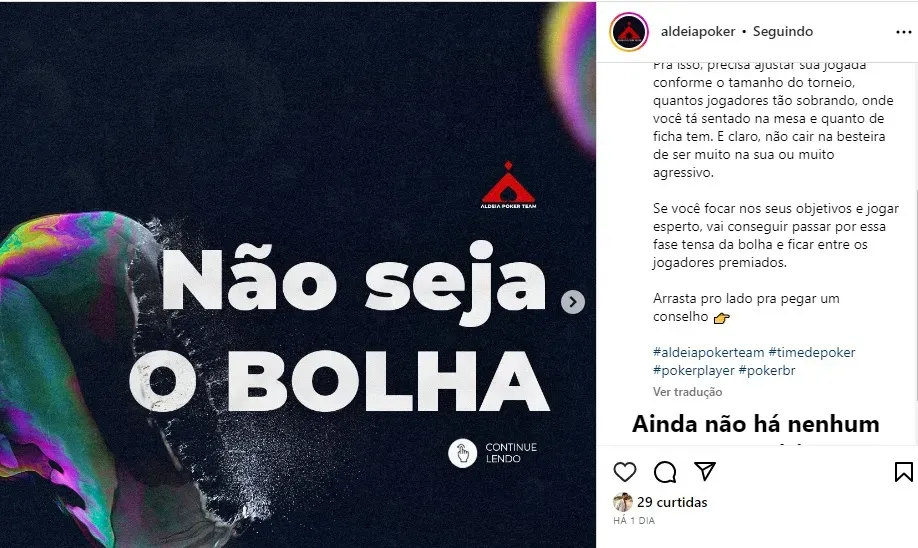 Foto: Reprodução Instagram @aldeiapoker