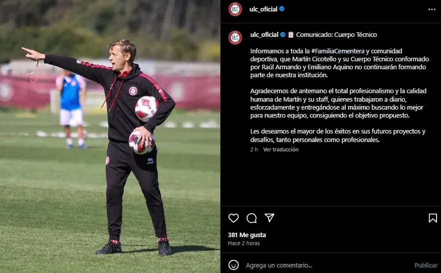 El comunicado de La Calera.