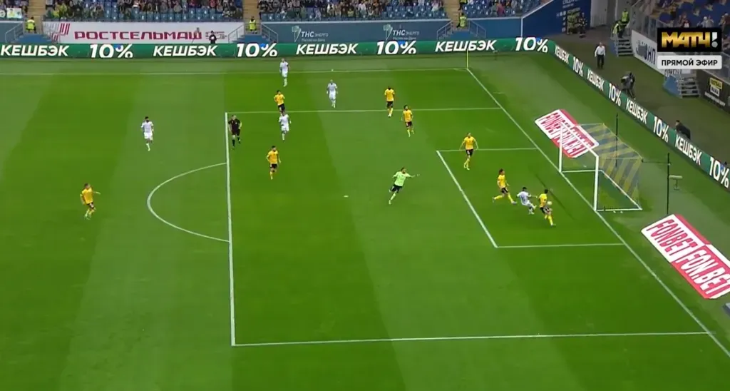 Otra imagen del gol de Jordhy Thompson ante el Rostov de Rusia. (Captura).