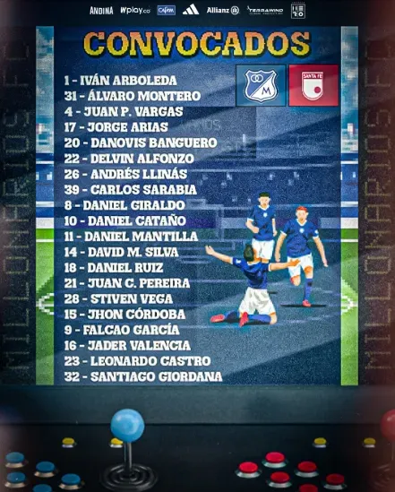 Convocados de Millonarios vs. Santa Fe