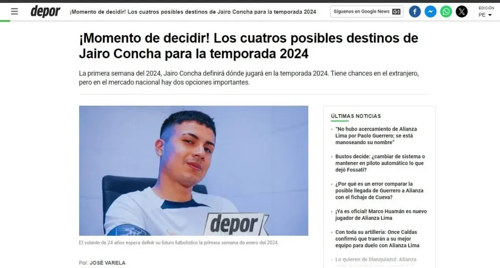 Información reciente sobre Jairo Concha y su futuro. (Foto: Diario Depor).