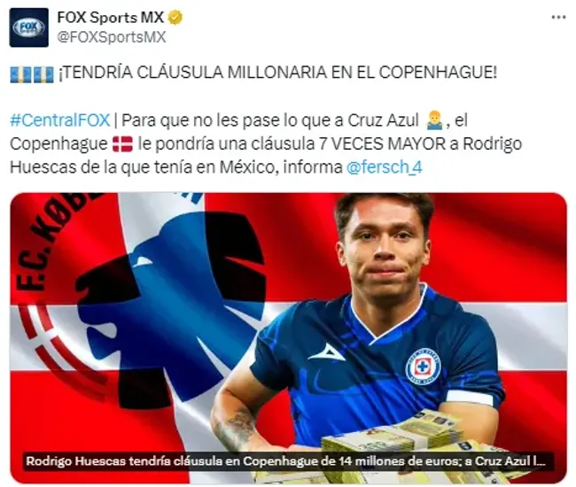 Millonaria cláusula para Huescas. (@FoxSportsMX)